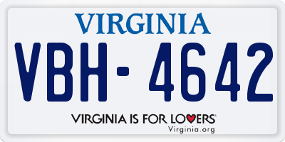 VA license plate VBH4642
