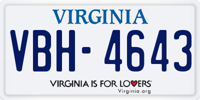 VA license plate VBH4643