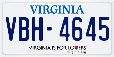 VA license plate VBH4645