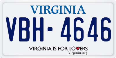 VA license plate VBH4646