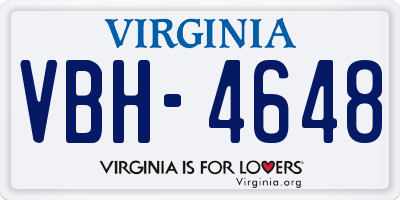 VA license plate VBH4648