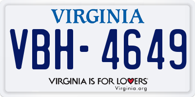VA license plate VBH4649