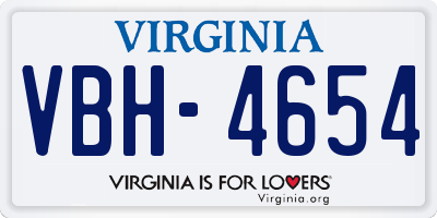 VA license plate VBH4654