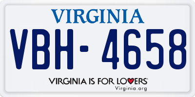 VA license plate VBH4658