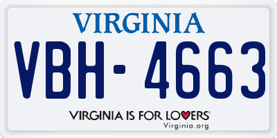 VA license plate VBH4663