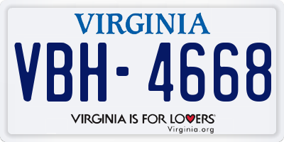 VA license plate VBH4668