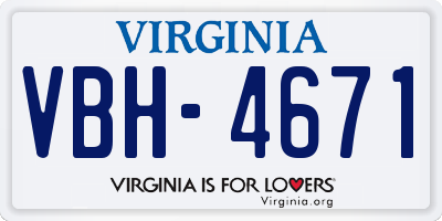 VA license plate VBH4671