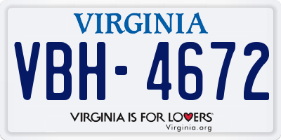 VA license plate VBH4672