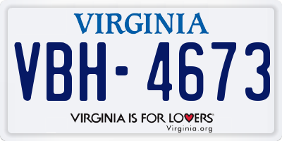 VA license plate VBH4673