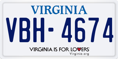 VA license plate VBH4674