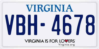 VA license plate VBH4678