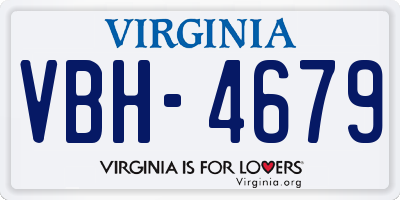 VA license plate VBH4679
