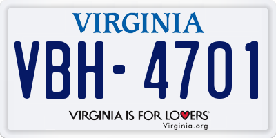 VA license plate VBH4701