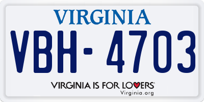 VA license plate VBH4703