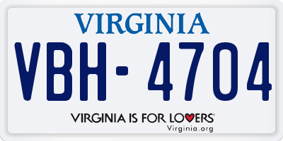 VA license plate VBH4704