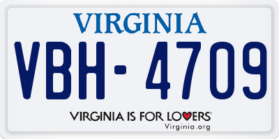 VA license plate VBH4709