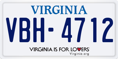 VA license plate VBH4712