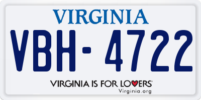 VA license plate VBH4722