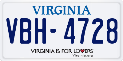 VA license plate VBH4728
