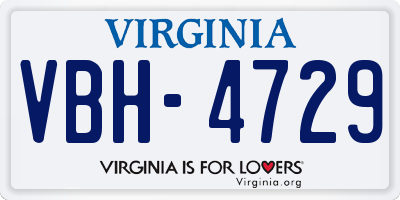 VA license plate VBH4729