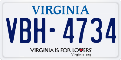 VA license plate VBH4734