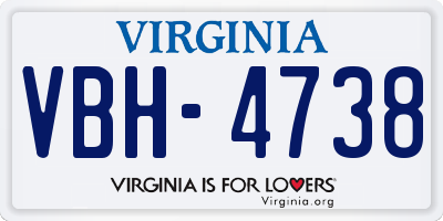 VA license plate VBH4738