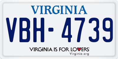 VA license plate VBH4739