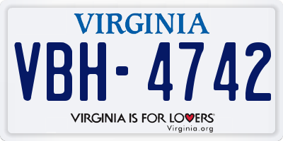 VA license plate VBH4742