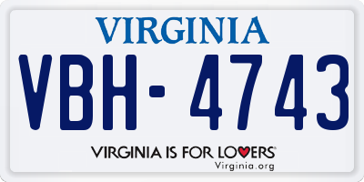 VA license plate VBH4743