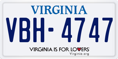 VA license plate VBH4747