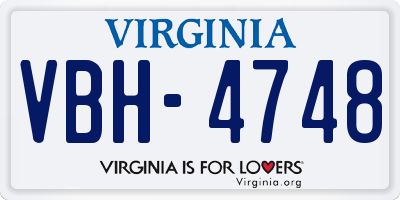 VA license plate VBH4748
