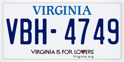 VA license plate VBH4749