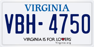 VA license plate VBH4750