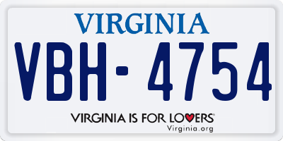 VA license plate VBH4754