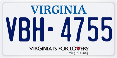 VA license plate VBH4755
