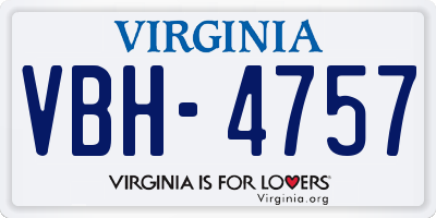 VA license plate VBH4757