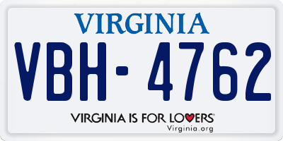 VA license plate VBH4762