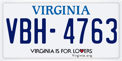 VA license plate VBH4763