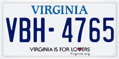 VA license plate VBH4765