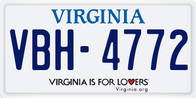 VA license plate VBH4772