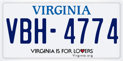 VA license plate VBH4774