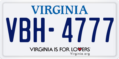 VA license plate VBH4777