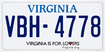 VA license plate VBH4778