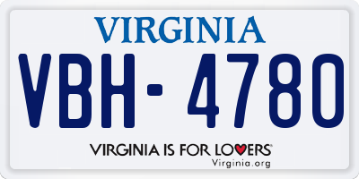 VA license plate VBH4780
