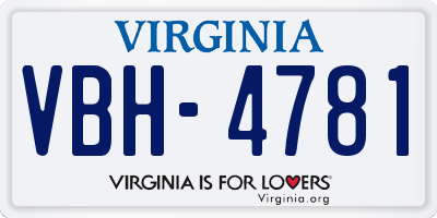 VA license plate VBH4781
