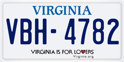 VA license plate VBH4782