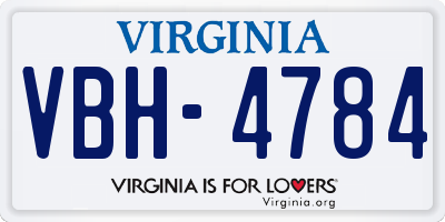 VA license plate VBH4784
