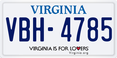 VA license plate VBH4785