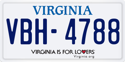 VA license plate VBH4788