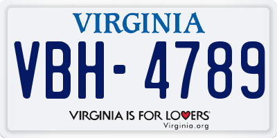 VA license plate VBH4789